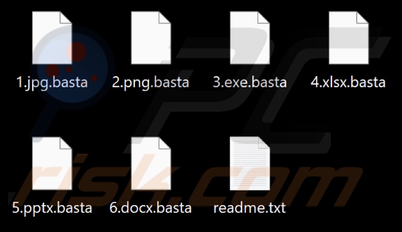 Screenshot dei file crittografati dal ransomware Black Basta: (.basta)