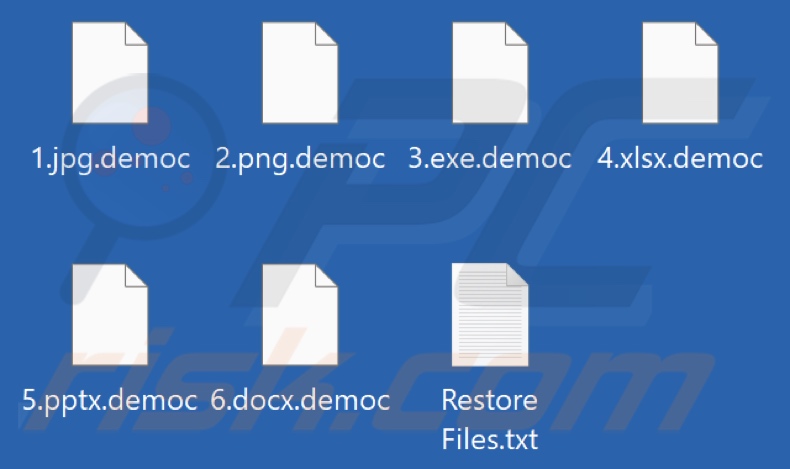 File crittografati dal ransomware Democracy Whisperers (estensione .democ)