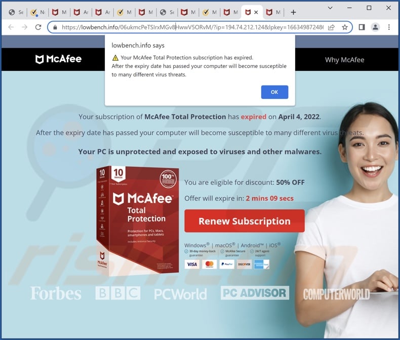 McAfee Total Protection has expired truffa