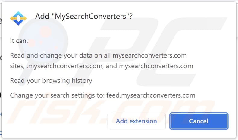 notifica del browser del dirottatore del browser mysearchconverters