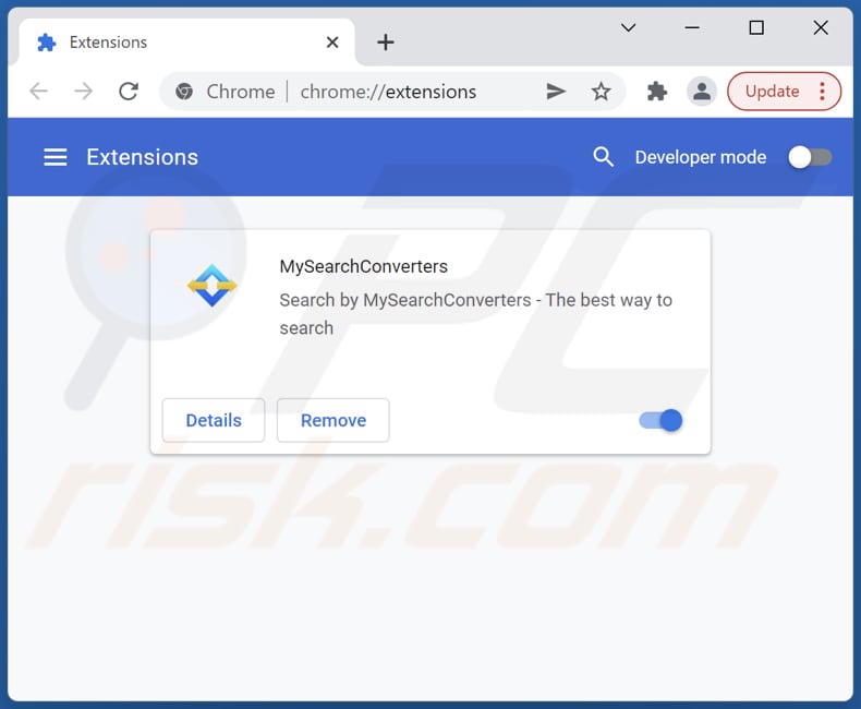Rimozione delle estensioni di Google Chrome relative a mysearchconverters.com