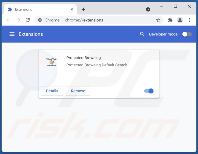 Rimozione delle estensioni di Google Chrome relative a protected-browsing.xyz