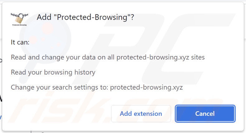 Dirottatore del browser Protected-Browsing che richiede autorizzazioni