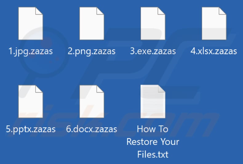 Screenshot dei file crittografati da questo ransomware Zazas  (.zazas)