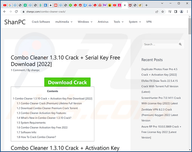 Screenshot di un sito Web crack utilizzato per diffondere clipper 3Ex2BJT2aiqDJKPAFeuWMbB4T6MhML384p