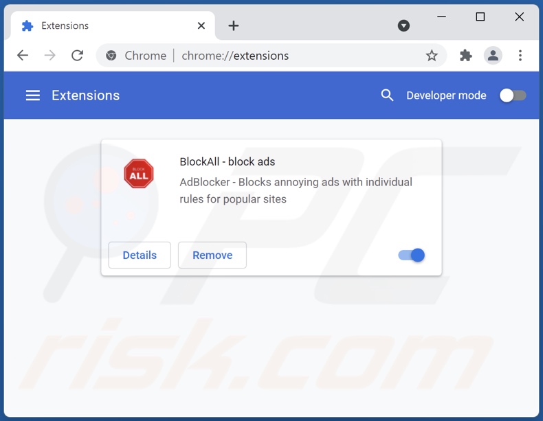 Rimuovere BlockAll - block ads da Google Chrome step 2
