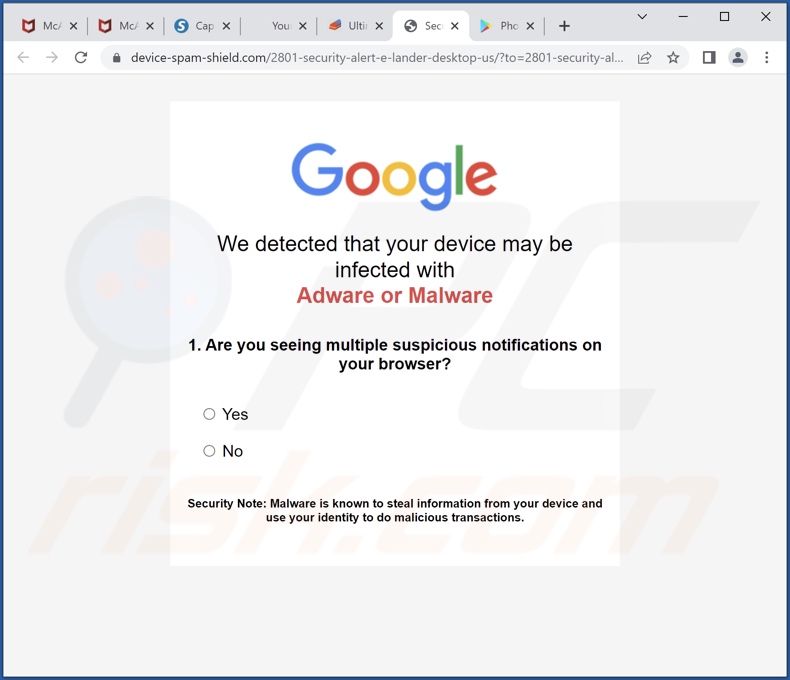 Chrome is infected with Trojan:SLocker truffa