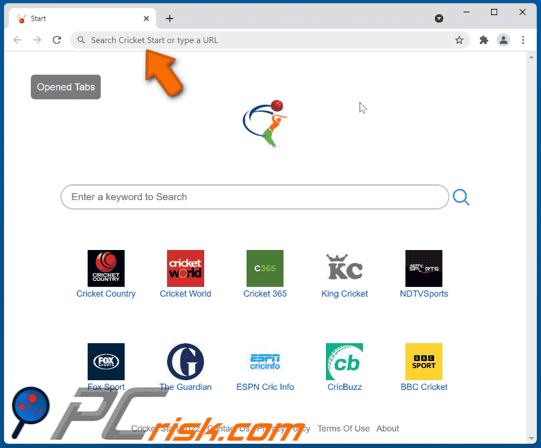 Cricket Start browser hijacker redirecting to nearbyme.io