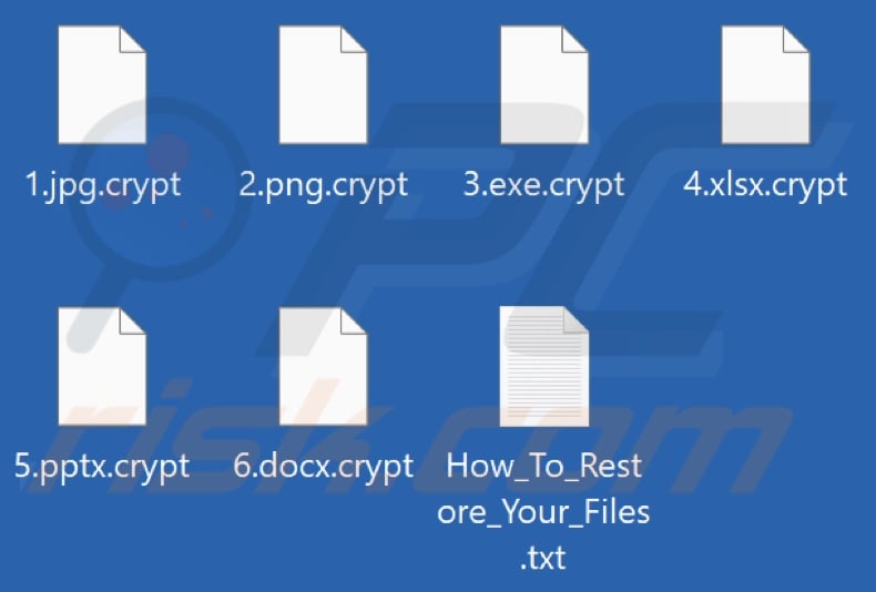 File crittografati dal ransomware Dark Angels Team (estensione .crypt)