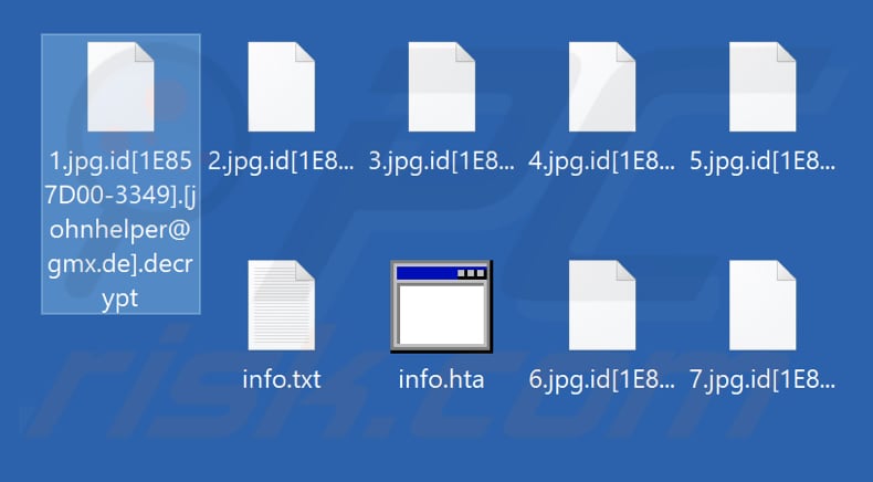Screenshot dei file crittografati da questo ransomware: (.decrypt)