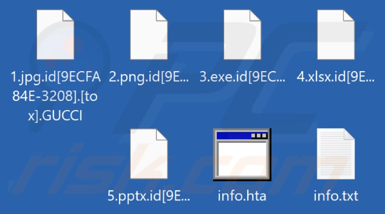 Screenshot dei file crittografati da questo ransomware (.GUCCI )