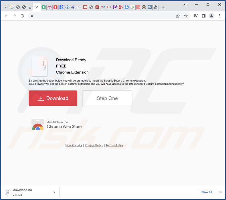 Sito web utilizzato per promuovere il browser hijacker Keep It Smart