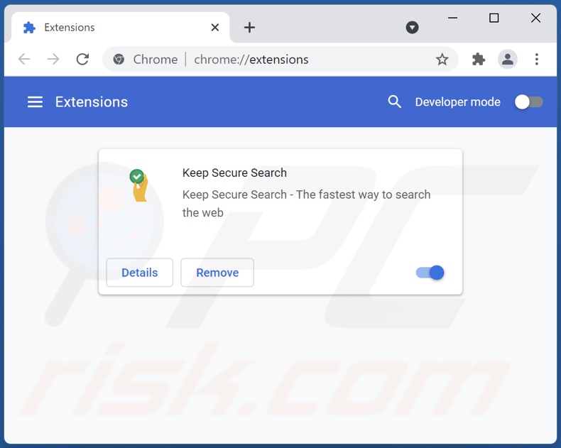 Rimozione delle estensioni di Google Chrome relative a keepsecuresearch.com