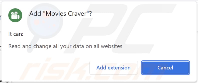 Un pop-up visualizzato da un browser contenente informazioni su Movies Craver
