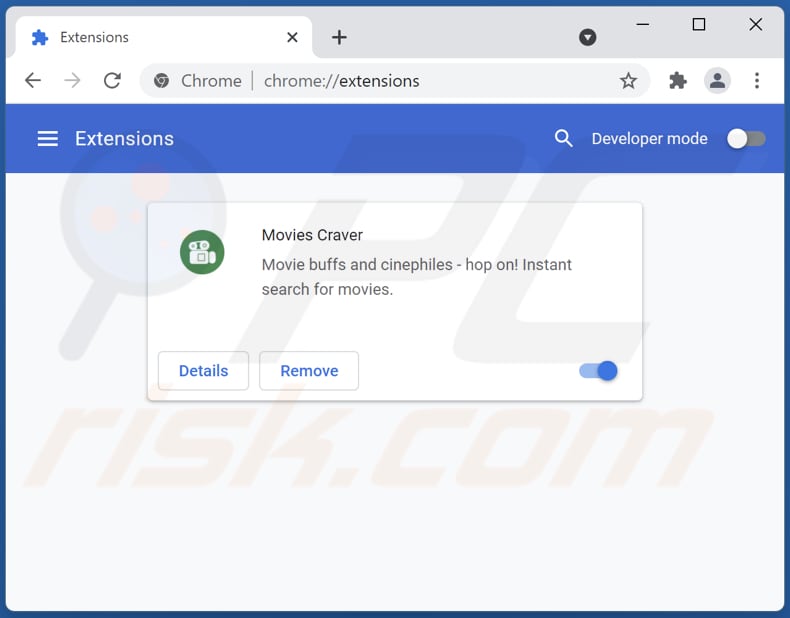 Rimozione dell'adware Movies Craver da Google Chrome step 2