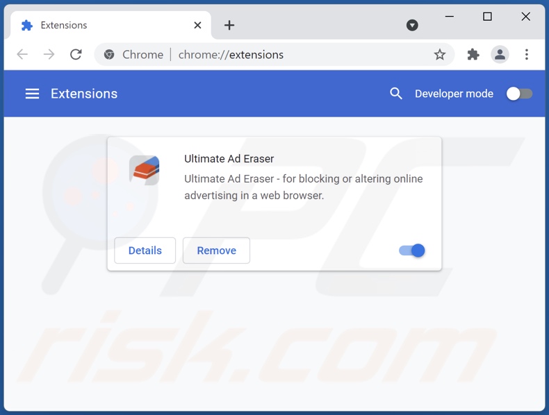 Rimozione degli annunci Ultimate Ad Eraser da Google Chrome step 2