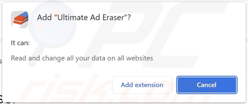 Adware Ultimate Ad Eraser che chiede autorizzazioni