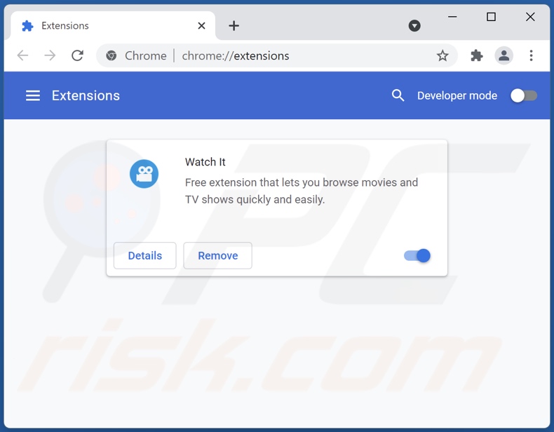 Rimozione degli annunci Watch It da Google Chrome step 2