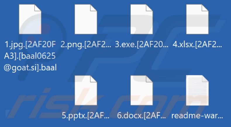 Screenshot dei file crittografati dal ransomware Baal