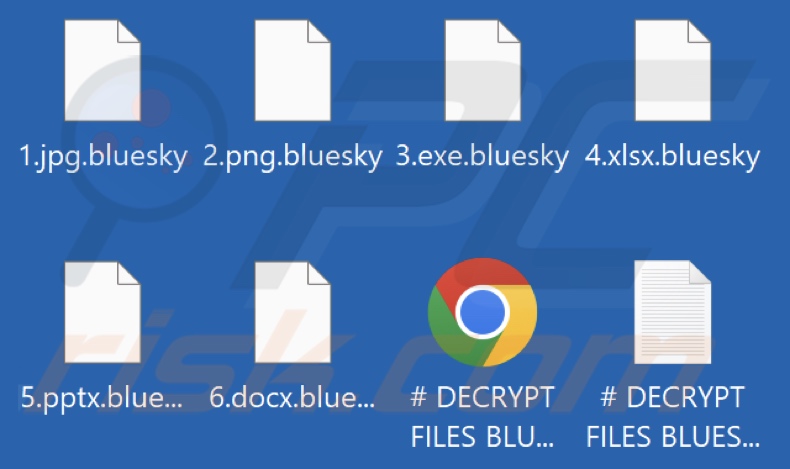 File crittografati da BlueSky ransomware (estensione .bluesky)