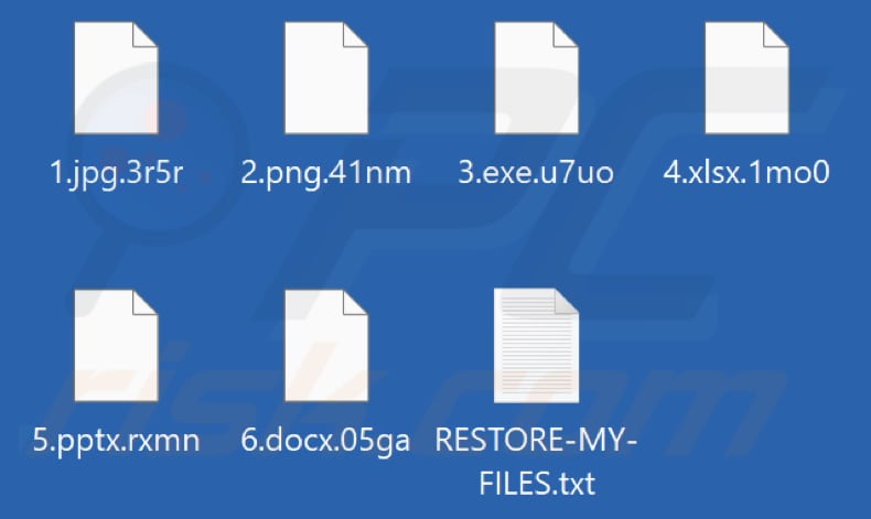 Screenshot dei file crittografati dal ransomware Solidbit  (estensione casuale)