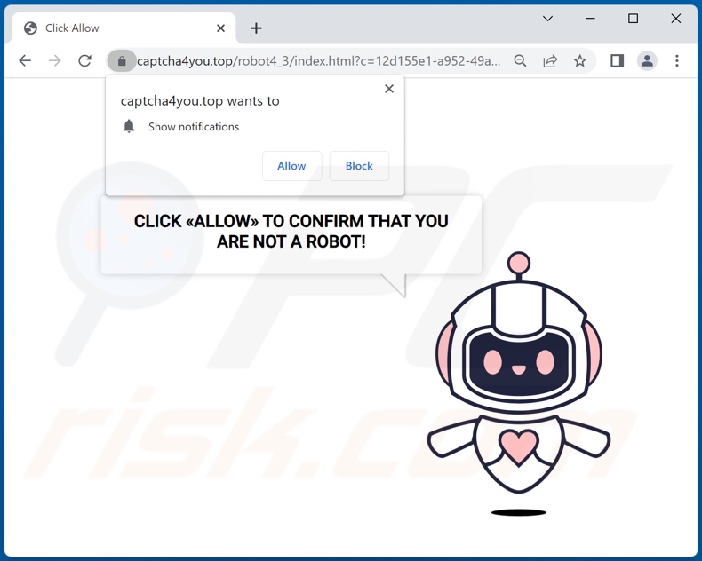 captcha4you[.]top pop-up reindirizzamenti