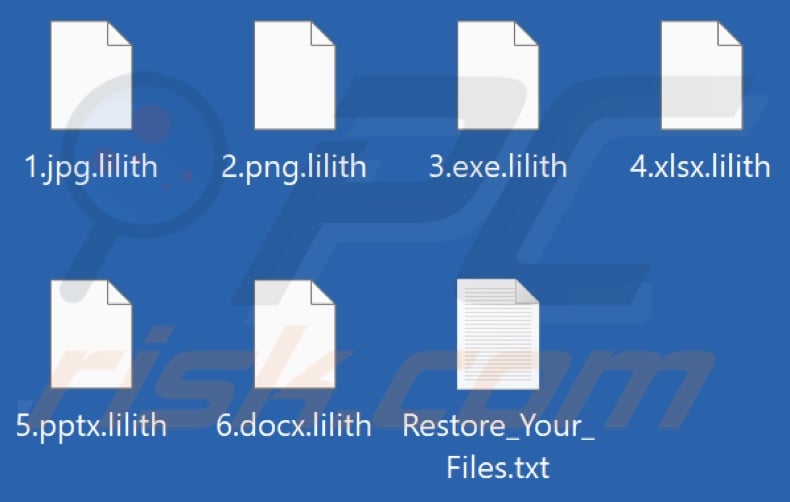Screenshot dei file crittografati da Lilith ransomware (.lilith)