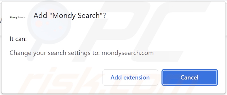 Permessi richiesti dal dirottatore del browser Mondy Search