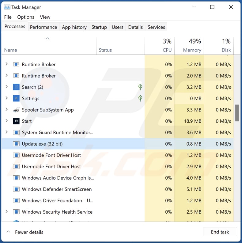 Screenshot del clipper Paradies in esecuzione nel Task Manager come 