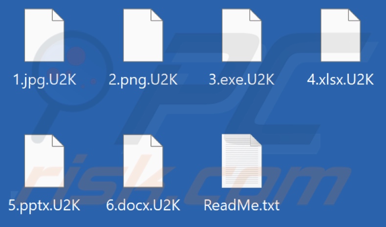File crittografati dal ransomware U2K (estensione .U2K)