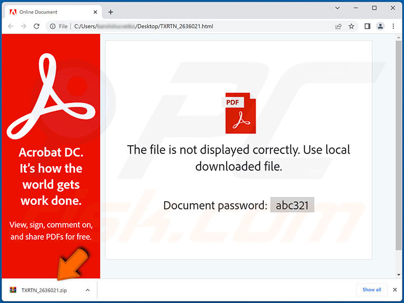 File HTML dannoso che distribuisce malware Windows Calculator (un archivio con una ISO dannosa)