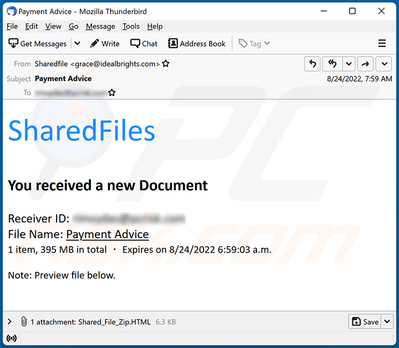 SharedFiles email truffa (2022-08-25)
