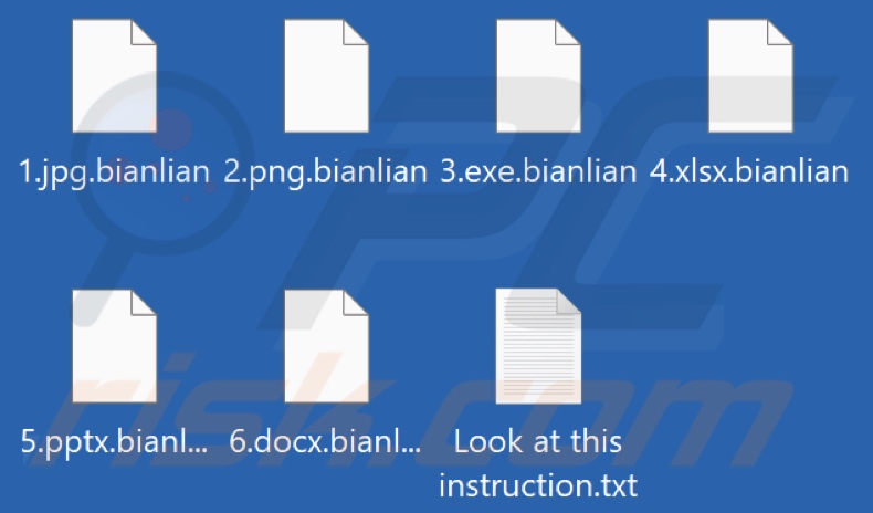 Screenshot dei file crittografati dal ransomware BianLian (estensione . BianLian)