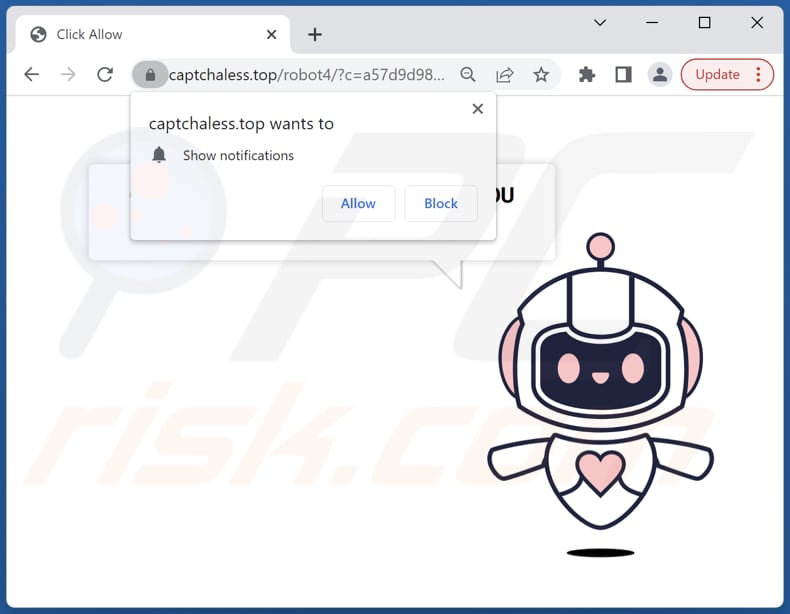 captchaless[.]principali reindirizzamenti pop-up