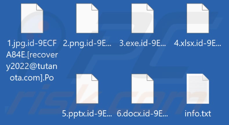 File crittografati da Po ransomware (estensione .po)