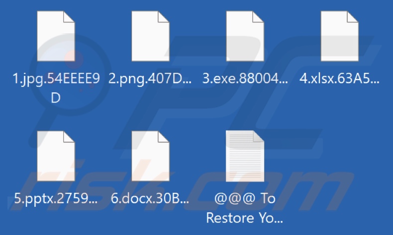 File crittografati da Rever ransomware (estensione carattere casuale)