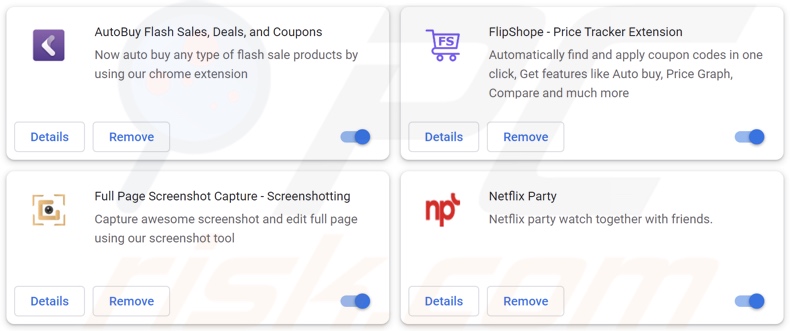 Esempi di estensioni del browser per il riempimento dei cookie