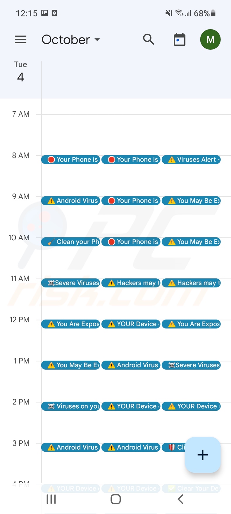 Aspetto di eventi di calendario ingannevoli su Google Calendar