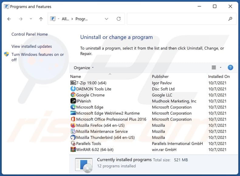 Files Download Tool adware disinstallare tramite il pannello di controllo