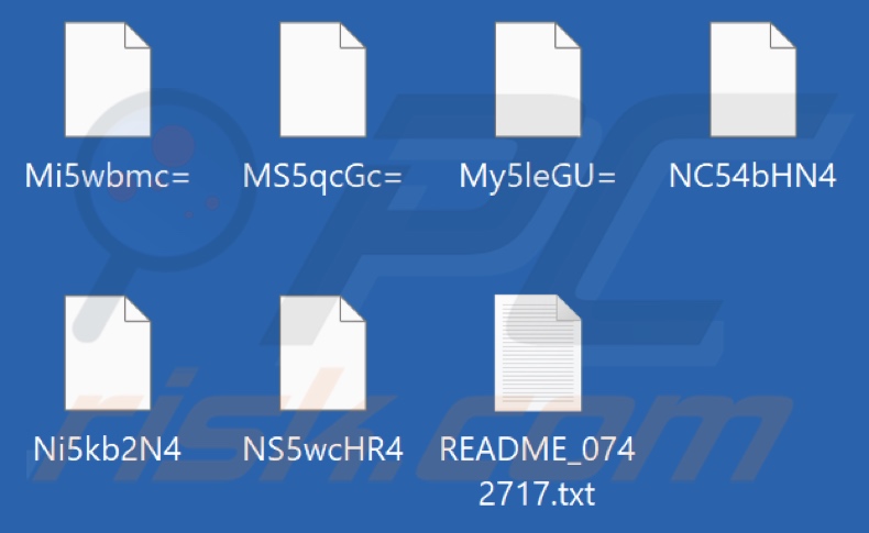 File crittografati da HORNET ransomware (file rinominati con una stringa di caratteri casuale)