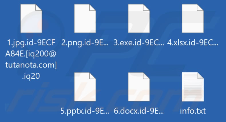 File crittografati da Iq20 ransomware (estensione .iq20)