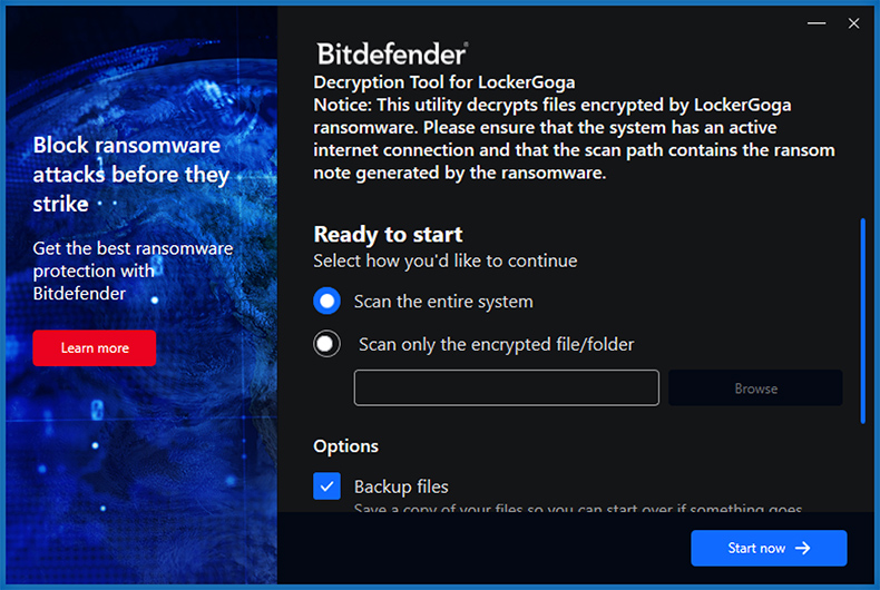 Decryptor LockerGoga di Bitdefender