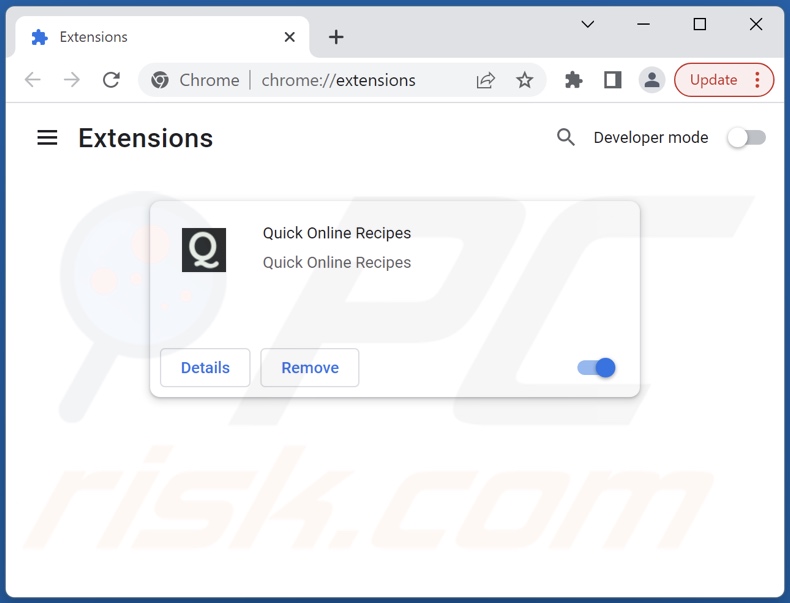 Rimuovere Quick Online Recipes da Google Chrome step 2