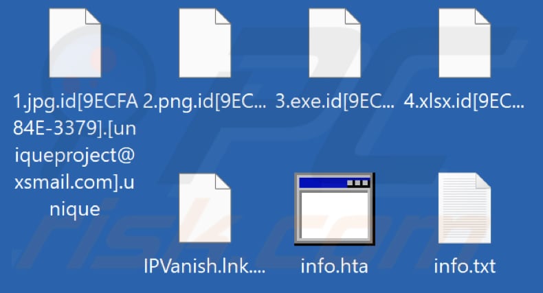 File crittografati da Unique ransomware (estensione .unique)