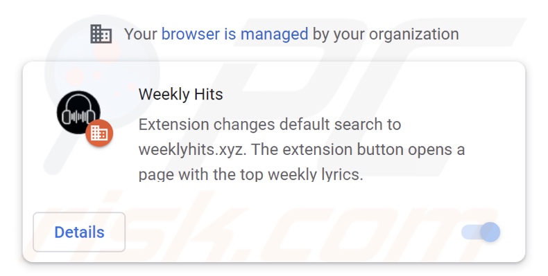Weekly Hits estensione per il dirottamento del browser