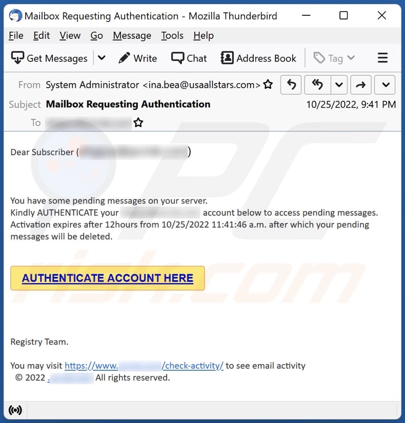 Authenticate Account email truffa