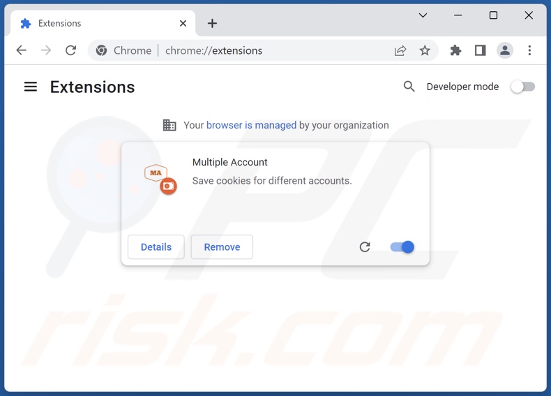 Rimozione degli annunci di Multiple Account da Google Chrome step 2