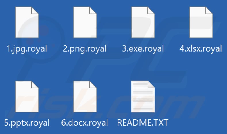 Screenshot dei file crittografati da Royal ransomware (.royal )