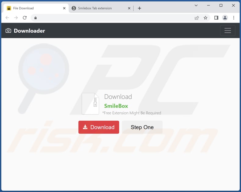 Pagina ingannevole che promuove il dirottatore del browser Smilebox Tab