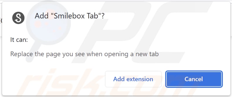Notifica da un browser che dice cosa può fare Smilebox Tab